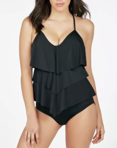 Black Layered Ruffle Tankini