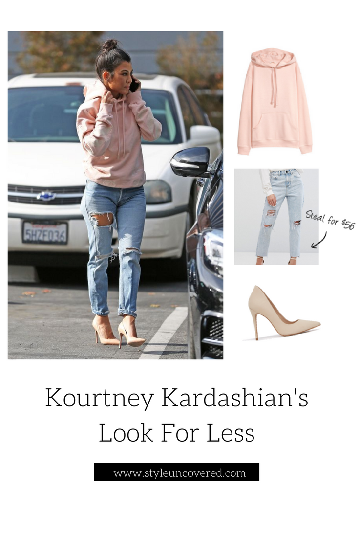 Kourtney-Kardashians-Pink-Hoodie-Ripped-Thigh-Kneee-Jeans-Look-For-Less