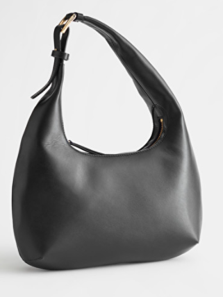 Curved Leather Shoulder Bag